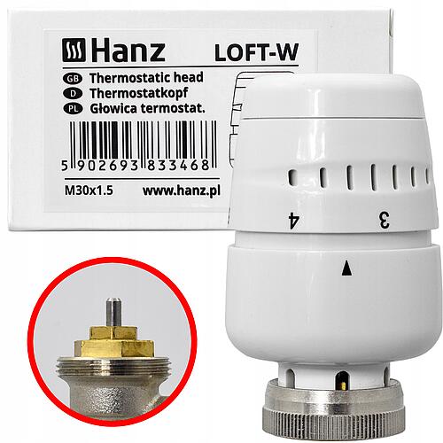 LOFT-W LOFT głowica termostatyczna grzejnika retro biały
