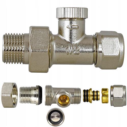 VO-12S-PEX Zawór odcinający prosty G1/2" - PEX 16x2