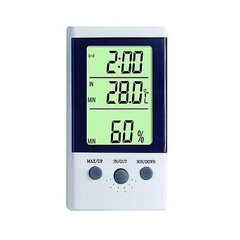 DT2, Termo-higrometr z funkcją zegara. Charakteryzuje się dużą dokładnością pomiaru wilgotności.